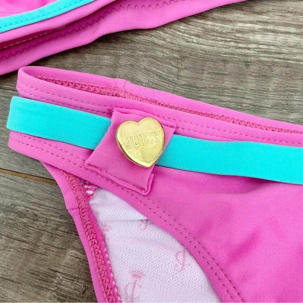 New Girls Juicy Couture Pink Bikini Set Size 16